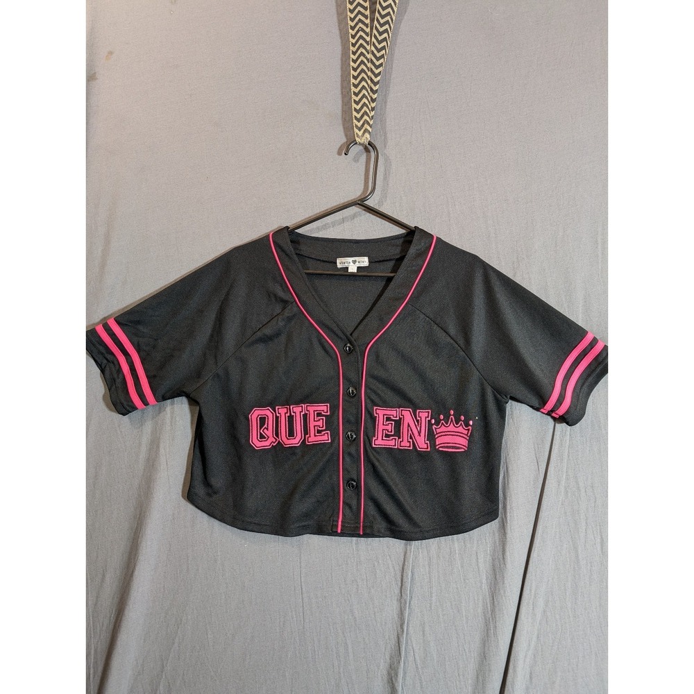 Stella Viva Women's Black Pink- V-Neck Cropped‎ Size Large